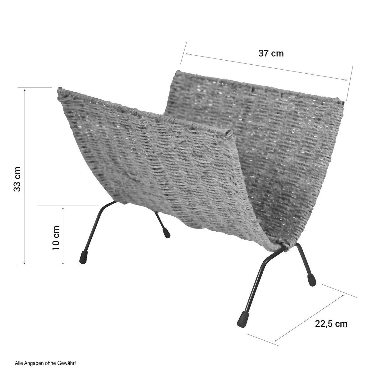 ZEITUNGSSTÄNDER Seegras, Metall schwarz - Braun, Naturmaterialien (37/33/22cm) - Homestyle4u