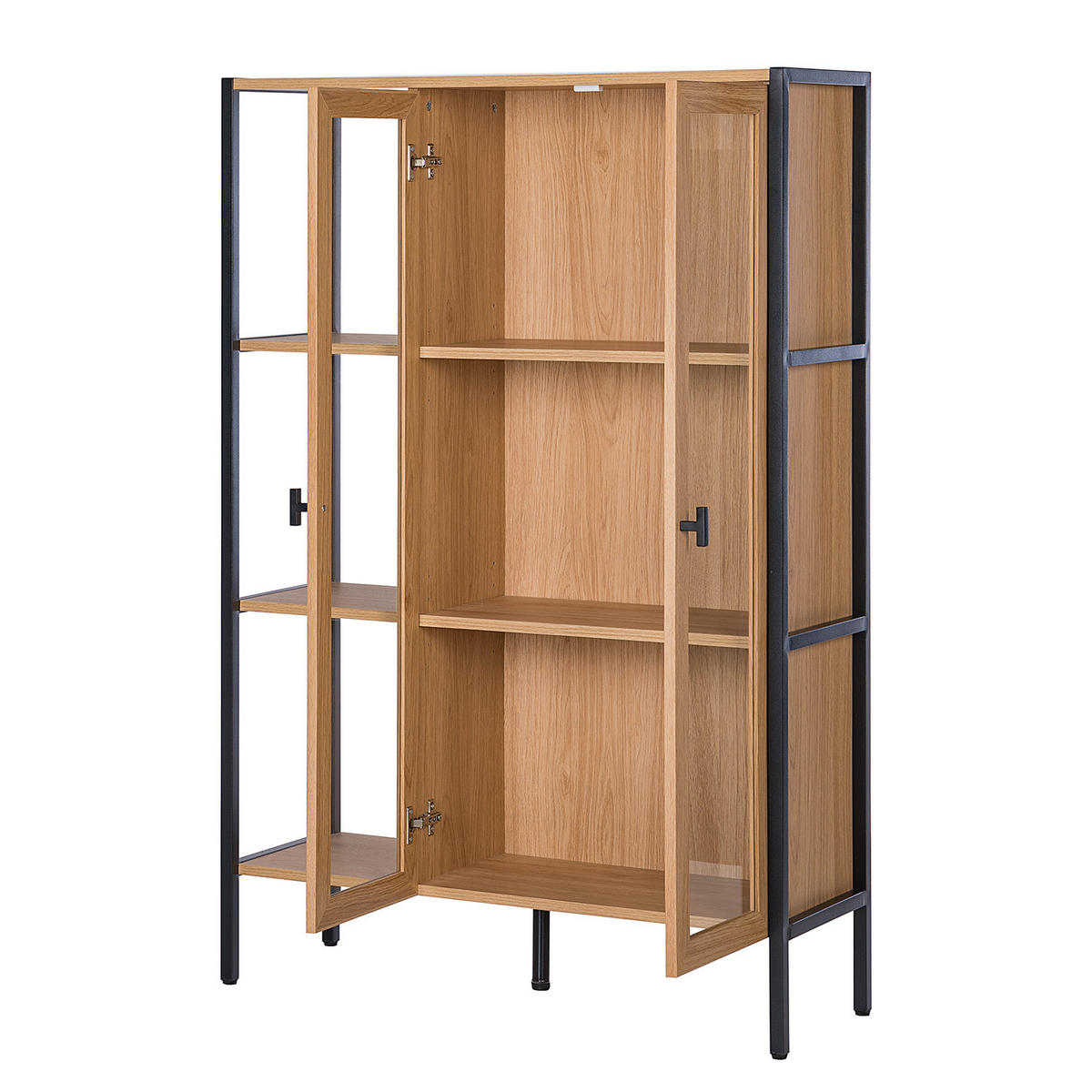 HIGHBOARD - Eichefarben/Schwarz, Holzwerkstoff/Metall (89/130/30cm) - home24