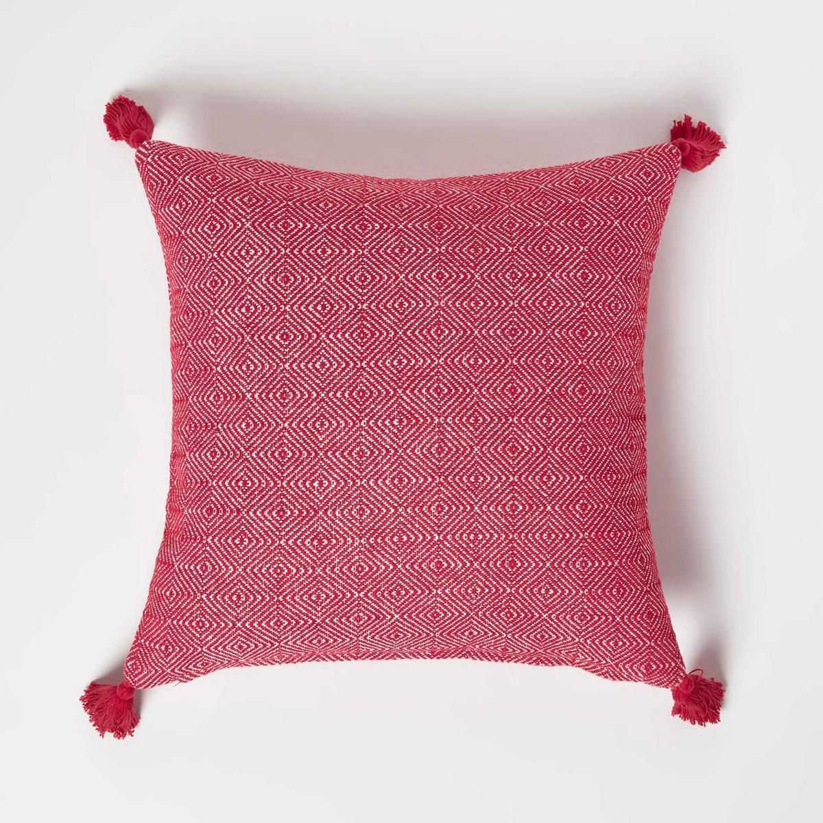 DEKOKISSEN Porto 45/45 cm rot mit Quasten - Rot, Textil (45/45cm) - Homescapes