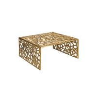 COUCHTISCH INDRE, Aluminium, handgefertigt, mit Astmuster, Gold, 60 x 60 x 31 cm - Goldfarben, Metall (60/60/31cm) - KADIMA DESIGN