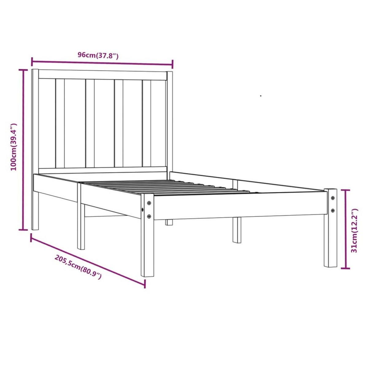 BETT Neff 100/205.5 cm - Braun, Holz (100/200cm) - Nettlife