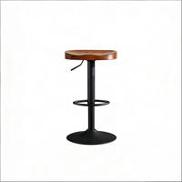 BARHOCKER Rustik Braun 1er-Set Drehbar Höhenverstellbar aus Massivholz - Wildeiche, Holz (41.5/81/31.5cm) - PANGIVO