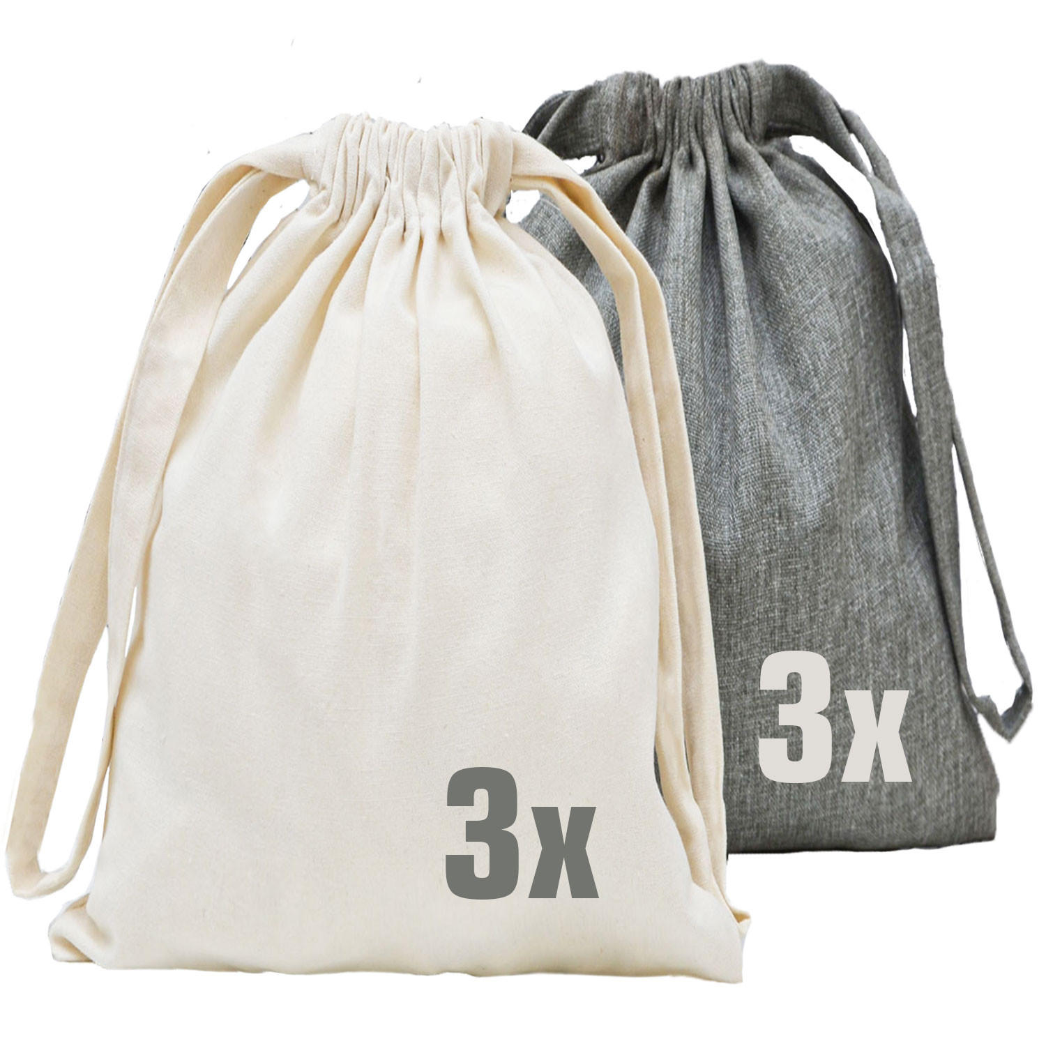 WEIHNACHTS-GESCHENKBEUTEL, 32/32 cm, Stoffbeutel, 6er Set - Grau, Kunststoff (32/1/32cm) - Dunedesign