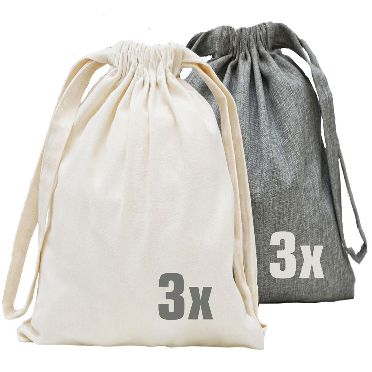 WEIHNACHTS-GESCHENKBEUTEL, 32/32 cm, Stoffbeutel, 6er Set - Grau, Kunststoff (32/1/32cm) - Dunedesign