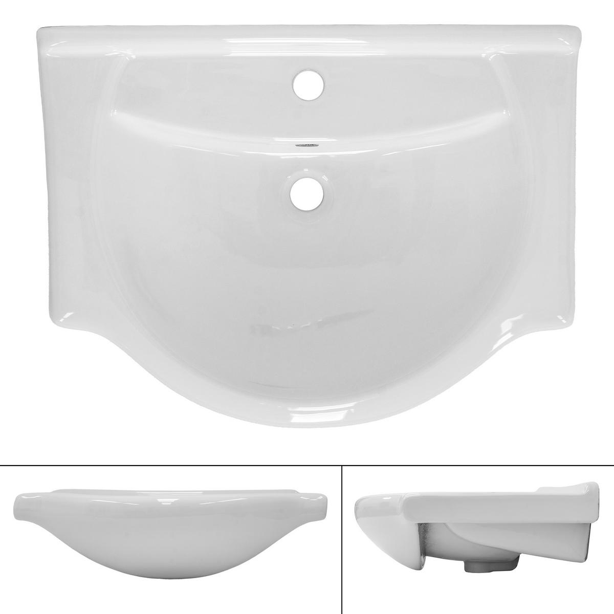 WASCHBECKEN - Weiß, Keramik (51.5/21.5/67.5cm) - ML-DESIGN