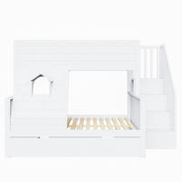 ETAGENBETT 90/200 cm & 140/200 cm in Weiß mit 2 Schubladen und Treppe - Weiß, Holz/Holzwerkstoff (140/200cm) - WISHDOR