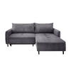 ECKSOFA mit Schlaffunktion und Bettkasten, Cord, beidseitig montierbar - Anthrazit/Schwarz, Holz/Textil (238/174cm) - myHomelando