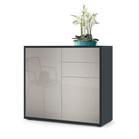 KOMMODE Ben Front in Sandgrau Hochglanz - Sandfarben, Holzwerkstoff (79/74/36cm) - Vladon