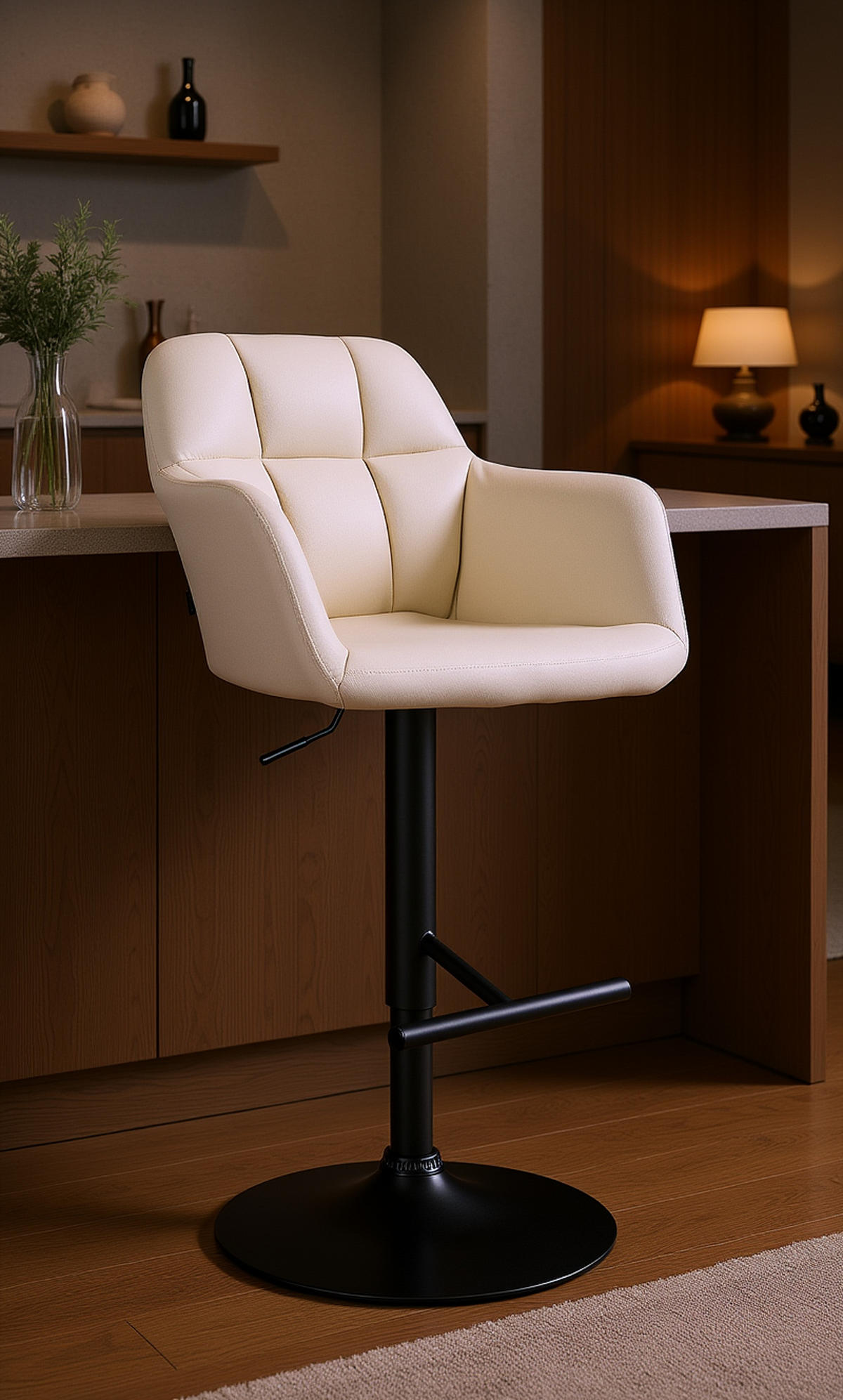 BARHOCKER Nardo Stoff schwarz creme - Schwarz/Naturfarben, Textil/Metall (57/118/59cm) - TPFLiving