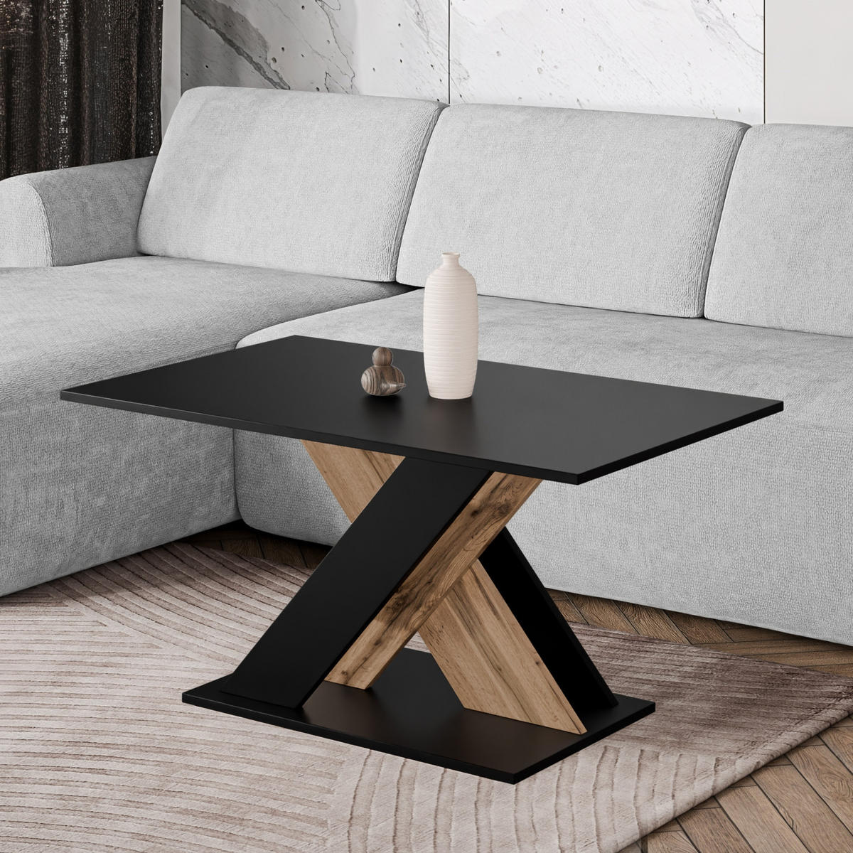COUCHTISCH 110 cm Schwarz - Schwarz, Holzwerkstoff (60/110/55cm) - Home Collective