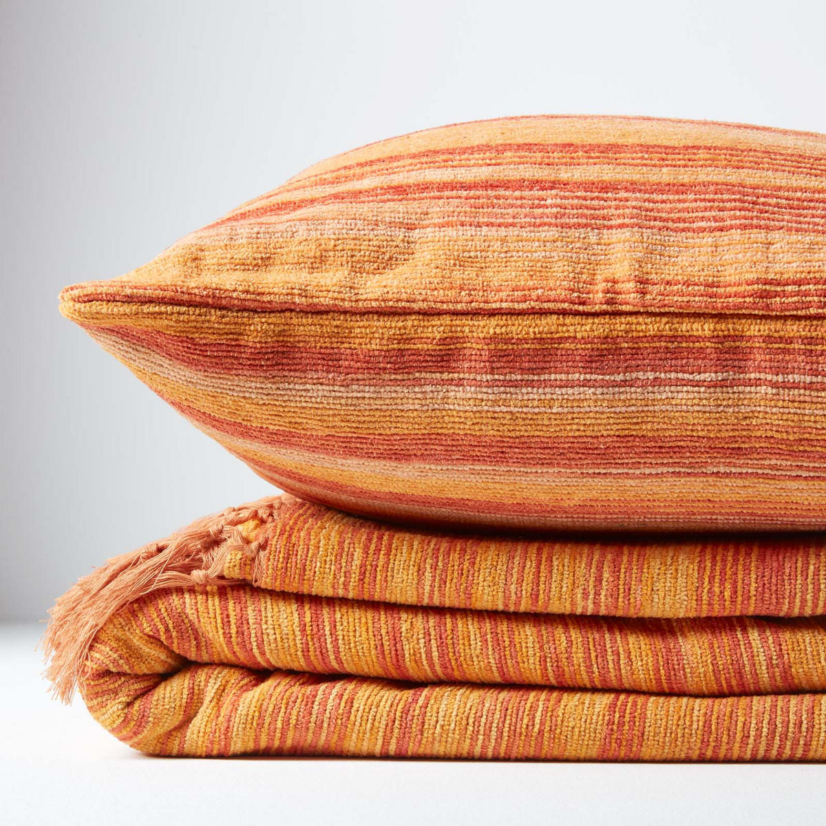 KISSENHÜLLE Chenille Tie Dye terracotta 60/60 cm - Terra cotta, Textil (60/60cm) - Homescapes