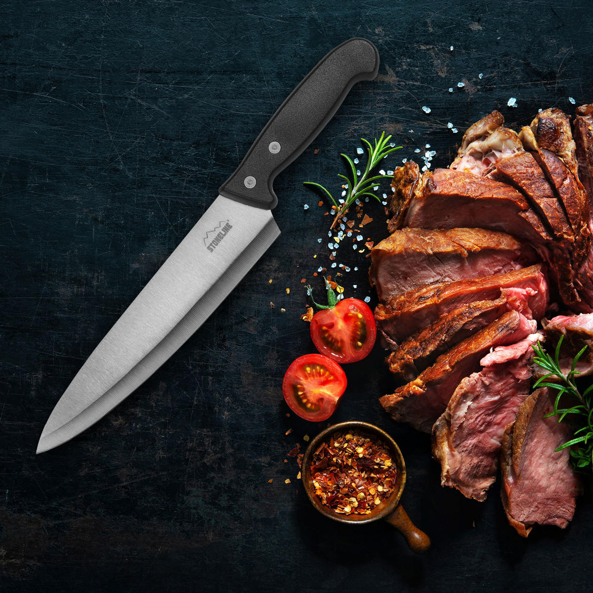 KOCHMESSER - Schwarz, Metall (31.5cm) - Stoneline