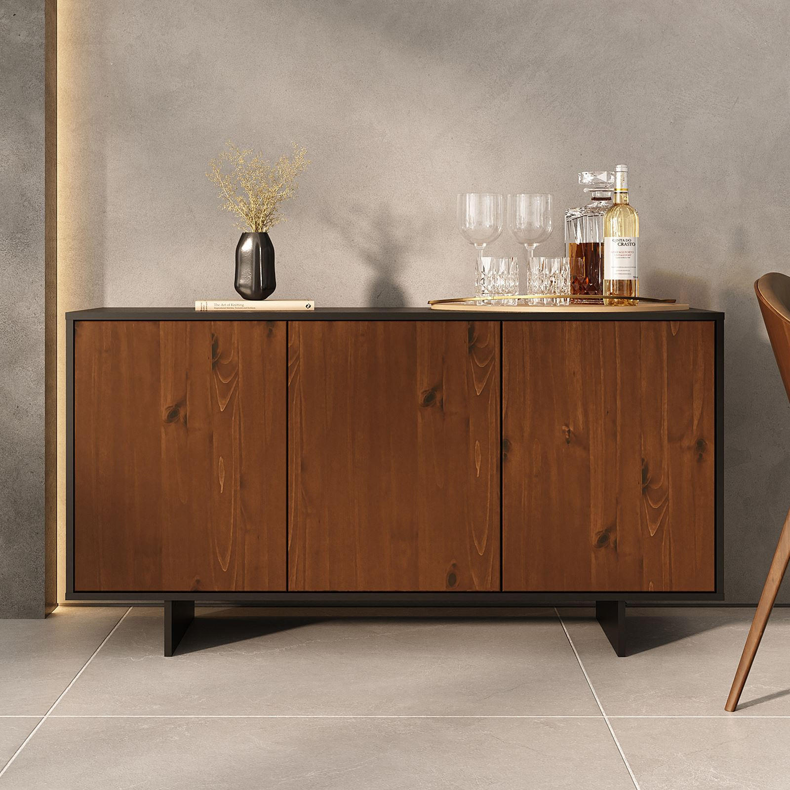 SIDEBOARD ARTO - Kastanienfarben, Holz (137/71/41cm) - IDIMEX