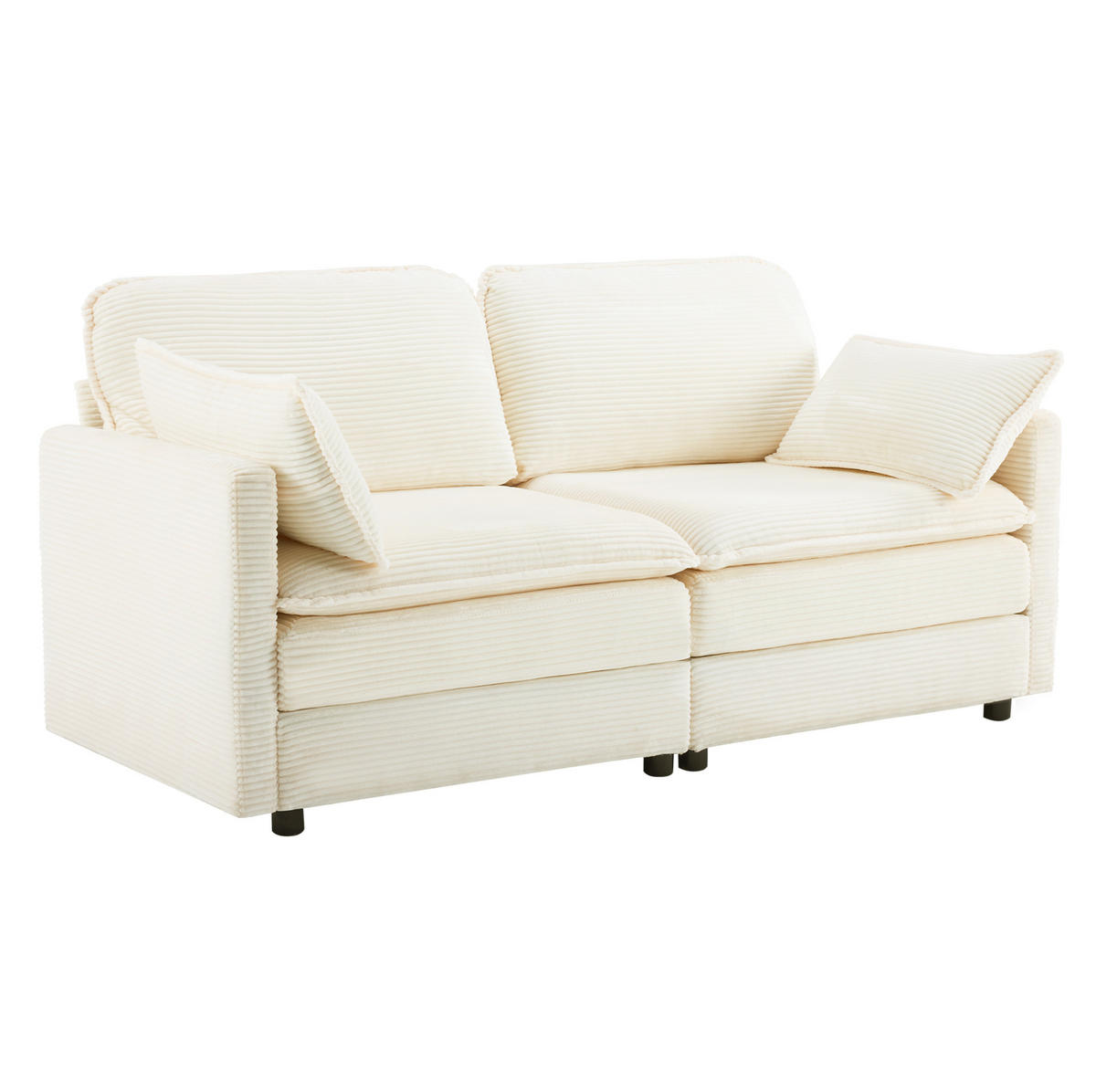 SOFA 2-Sitzer Kord Weiß Holzgestell - Weiß, Holzwerkstoff (167.5/85/75cm) - Meubliv