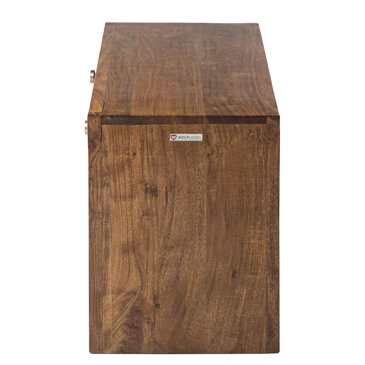 GARDEROBENBANK - Akazie massiv / Metall - Akaziefarben, Holz (87/45/35cm) - home24