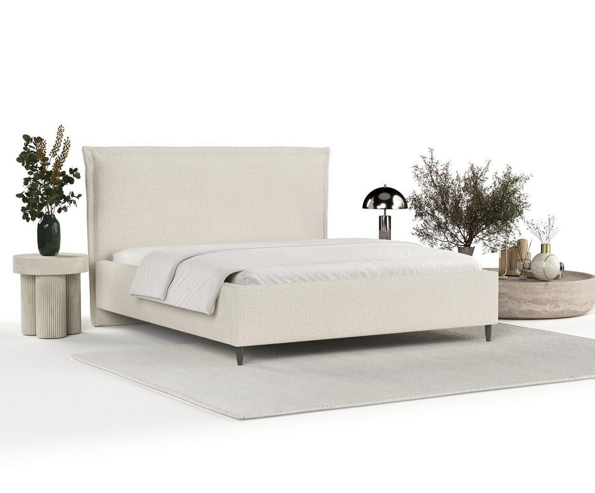 POLSTERBETT Cape Cod Beige 140/200 cm im Chenille-Stoff - Beige/Schwarz, Holz/Holzwerkstoff (140/200cm) - Maison de Reve