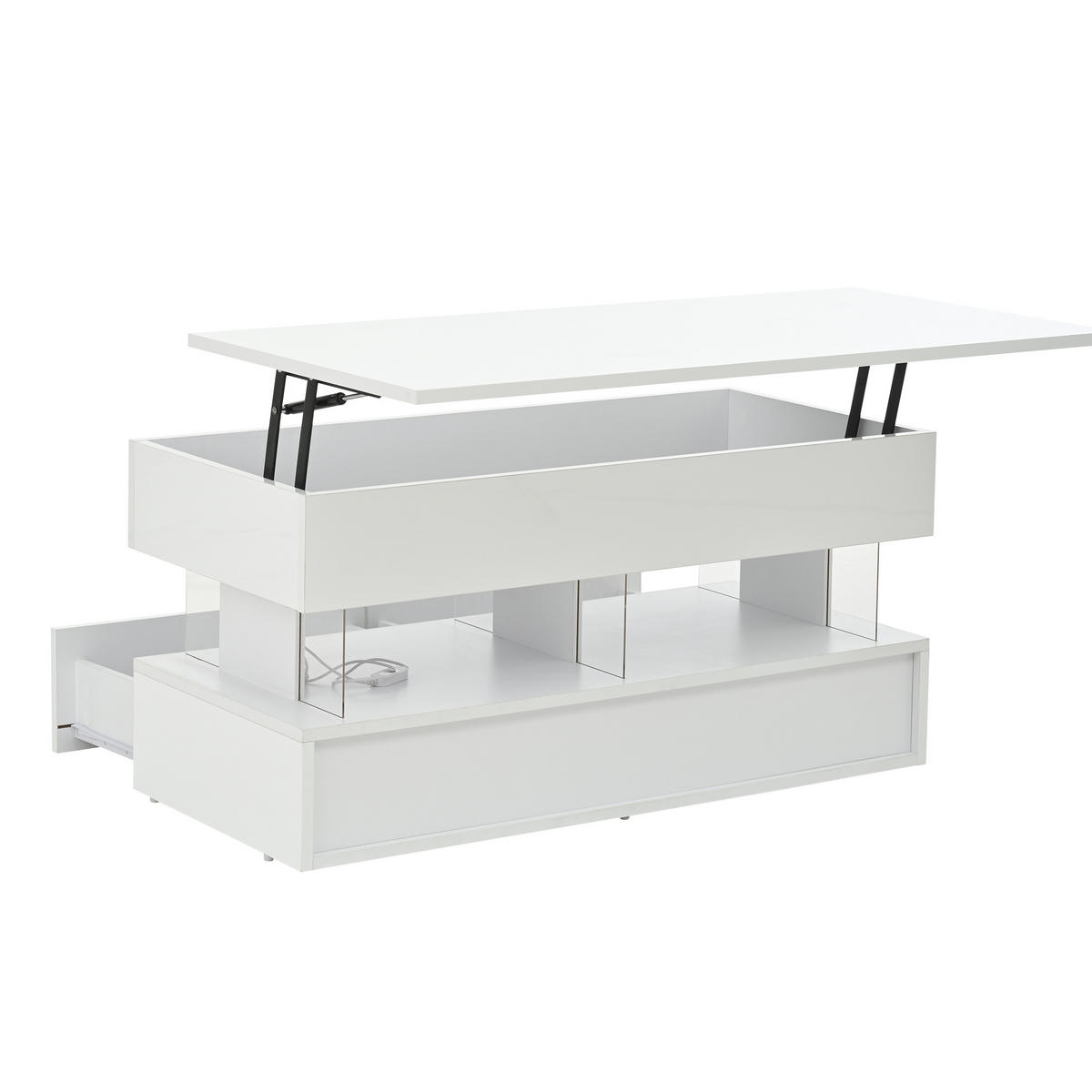 COUCHTISCH höhenverstellbar Weiß 100/50/46 cm - Weiß, Holzwerkstoff (100/50/46cm)