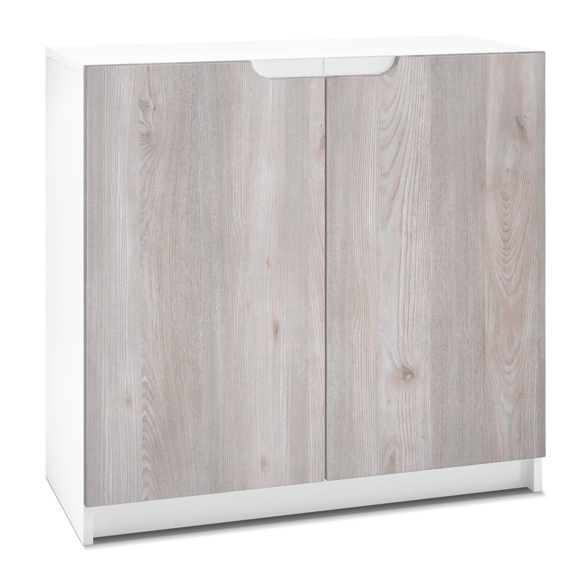 KOMMODE Logan Fronten in Eiche Nordic - Silbereichenfarben, Holzwerkstoff (82/78/37cm) - Vladon