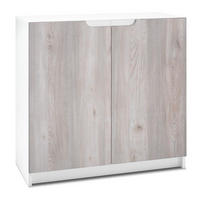 KOMMODE Logan Fronten in Eiche Nordic - Silbereichenfarben, Holzwerkstoff (82/78/37cm) - Vladon