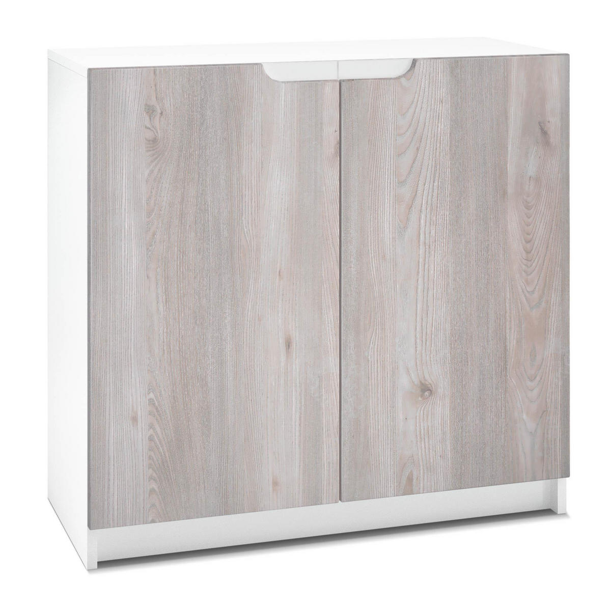 KOMMODE Logan Fronten in Eiche Nordic - Silbereichenfarben, Holzwerkstoff (82/78/37cm) - Vladon