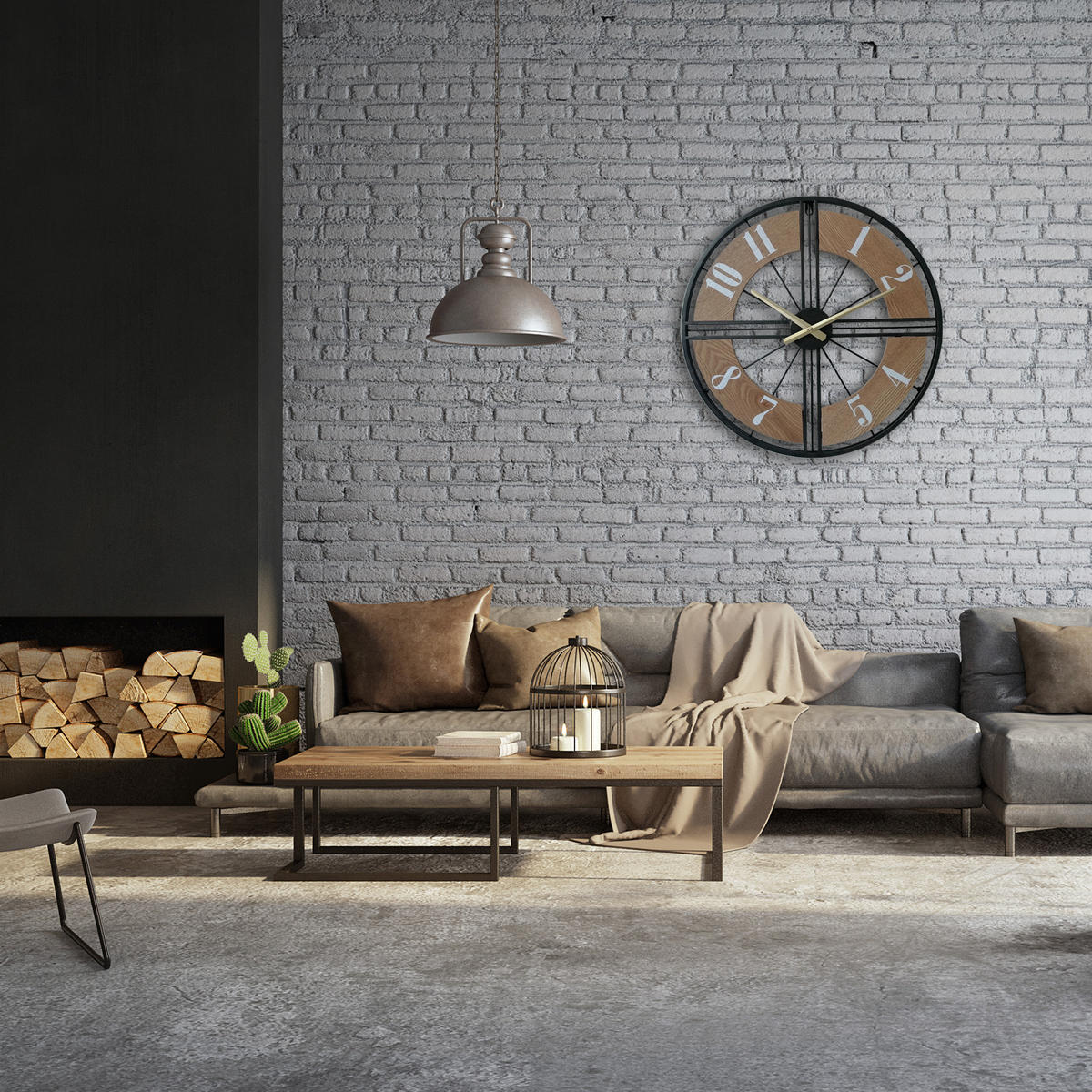 WANDUHR Schwarz 5/50/50 cm - Schwarz, Holzwerkstoff (5/50/50cm) - Mobili Rebecca