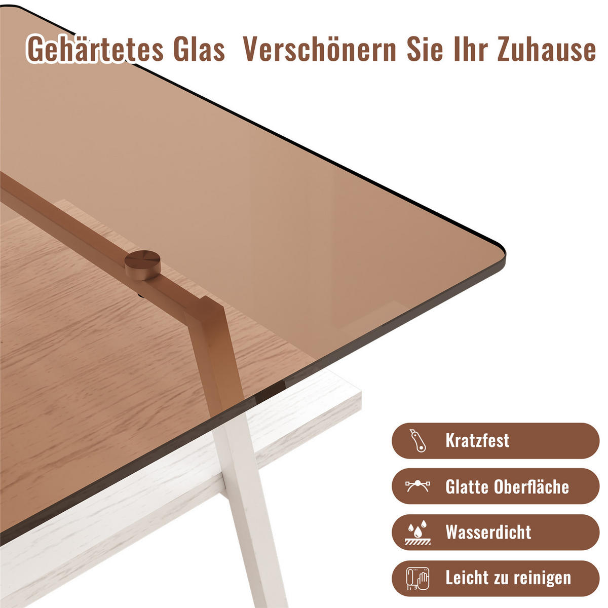 COUCHTISCH Glasplatte mit Metallgestell - Weiß, Glas (58/98/42.5cm) - Kaket