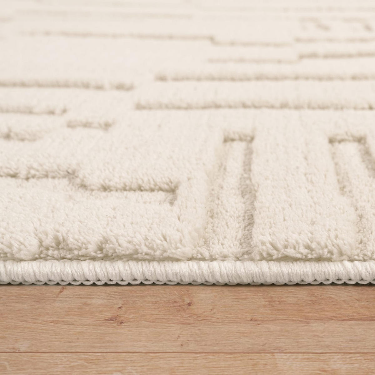 KURZFLORTEPPICH, mit Struktur, aus Polyester, Florhöhe 12 mm, Creme, 120 x 160 cm - Beige, Textil (120/160cm) - KADIMA DESIGN