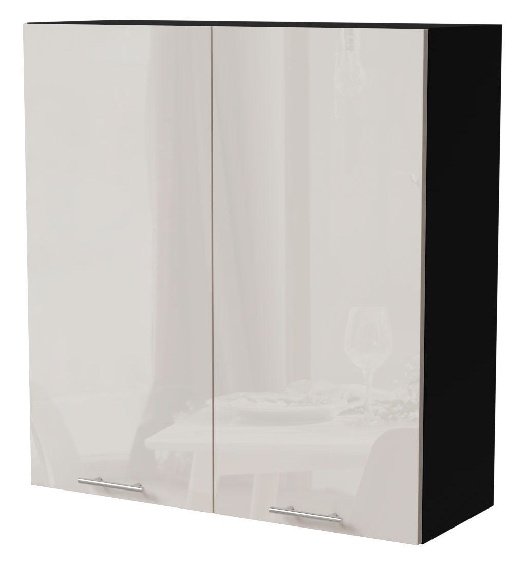 HÄNGESCHRANK Brerra W4/90 Schwarz / RAL 9001 creme Hochglanz 90 / 32,5 / 96cm - Creme/Schwarz, Holz/Holzwerkstoff (90/96/32.5cm) - Feldmann-Wohnen
