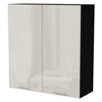 HÄNGESCHRANK Brerra W4/90 Schwarz / RAL 9001 creme Hochglanz 90 / 32,5 / 96cm - Creme/Schwarz, Holz/Holzwerkstoff (90/96/32.5cm) - Feldmann-Wohnen