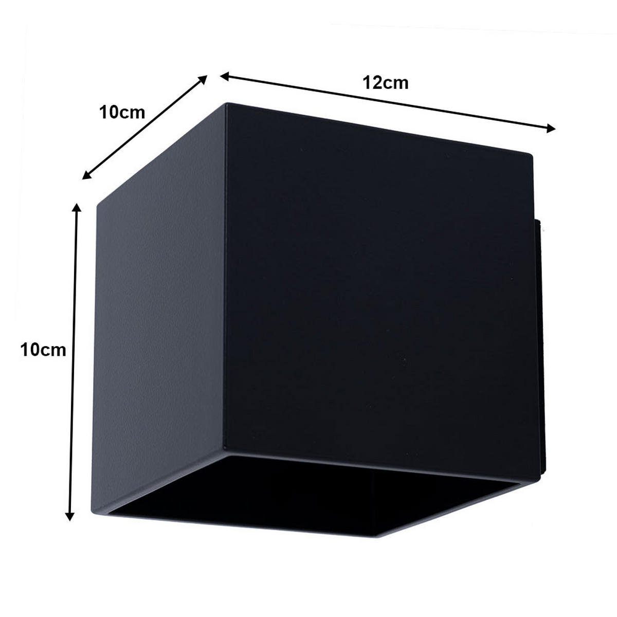 WANDLEUCHTE Aluminium Schwarz Würfelform - Schwarz, Metall (10/12/10cm)