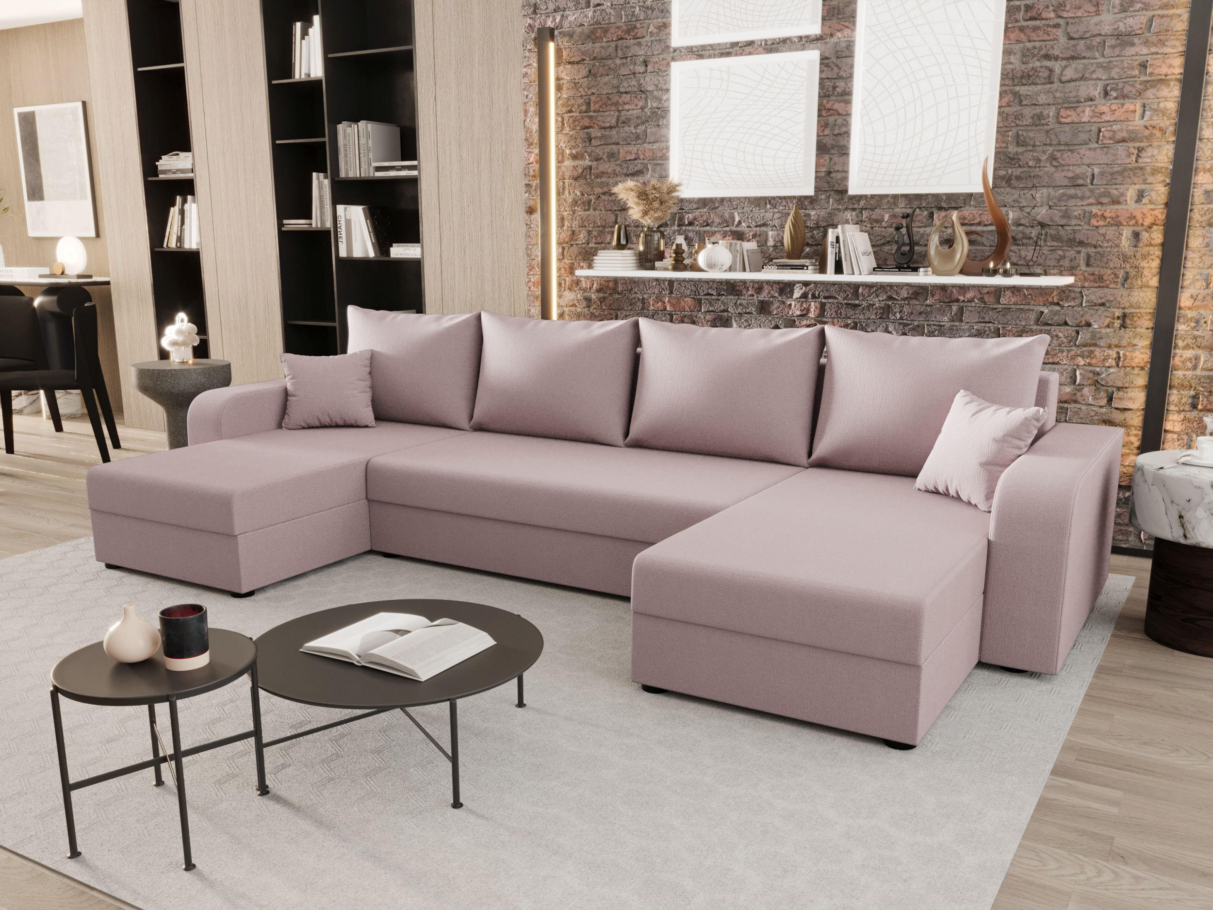WOHNLANDSCHAFT HEWLET U BIS Cosmic 14 mit Schlaffunktion - Rosa, Textil (305/90/140cm) - Bedante