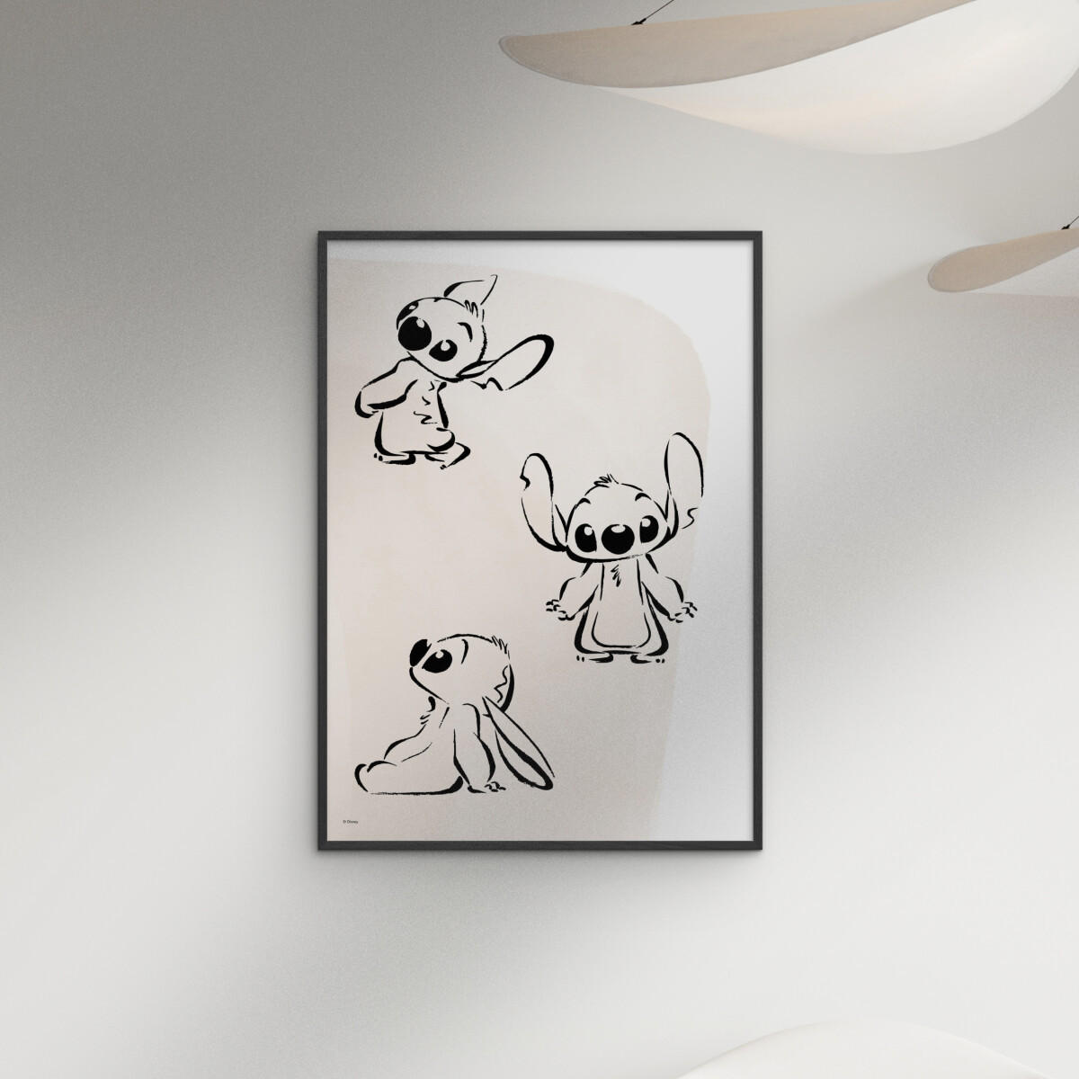 POSTER mit Rahmen Disney - Disney - Stitch Ink Sketch - Beige/Schwarz, Holz/Papier (50/70cm) - Poster&Frame