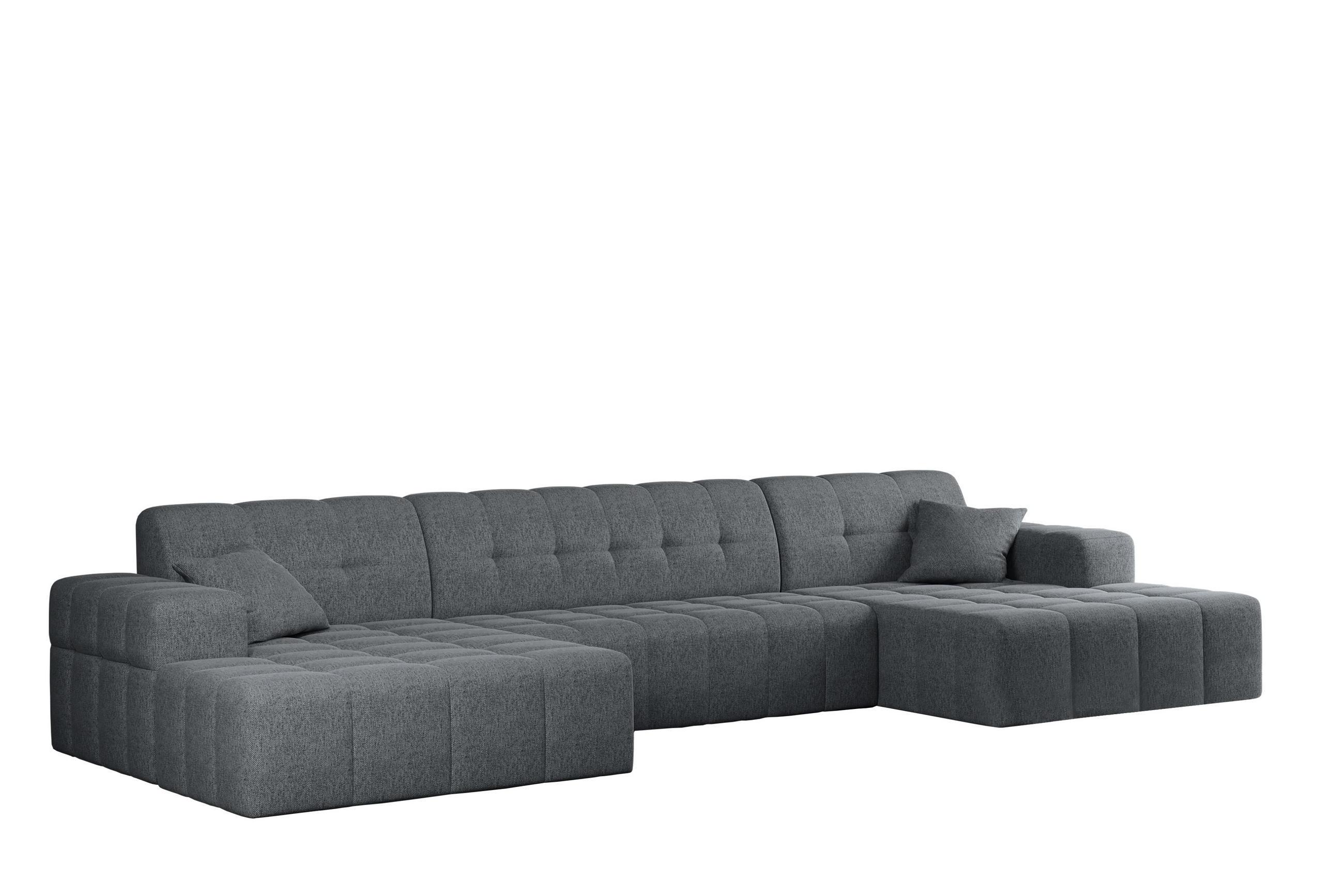 ECKSOFA U-form Wohnzimmer NIMES Stoff VERITA Stahl - Dunkelgrau, Holz/Textil (350/168cm) - Kaiser Möbel