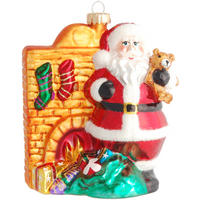 CHRISTBAUMSCHMUCK Santa am Kamin Mehrfarbig 12cm (Glas / 1 Stk.) - Multicolor, Glas (9/12/6cm) - Krebs Glas Lauscha