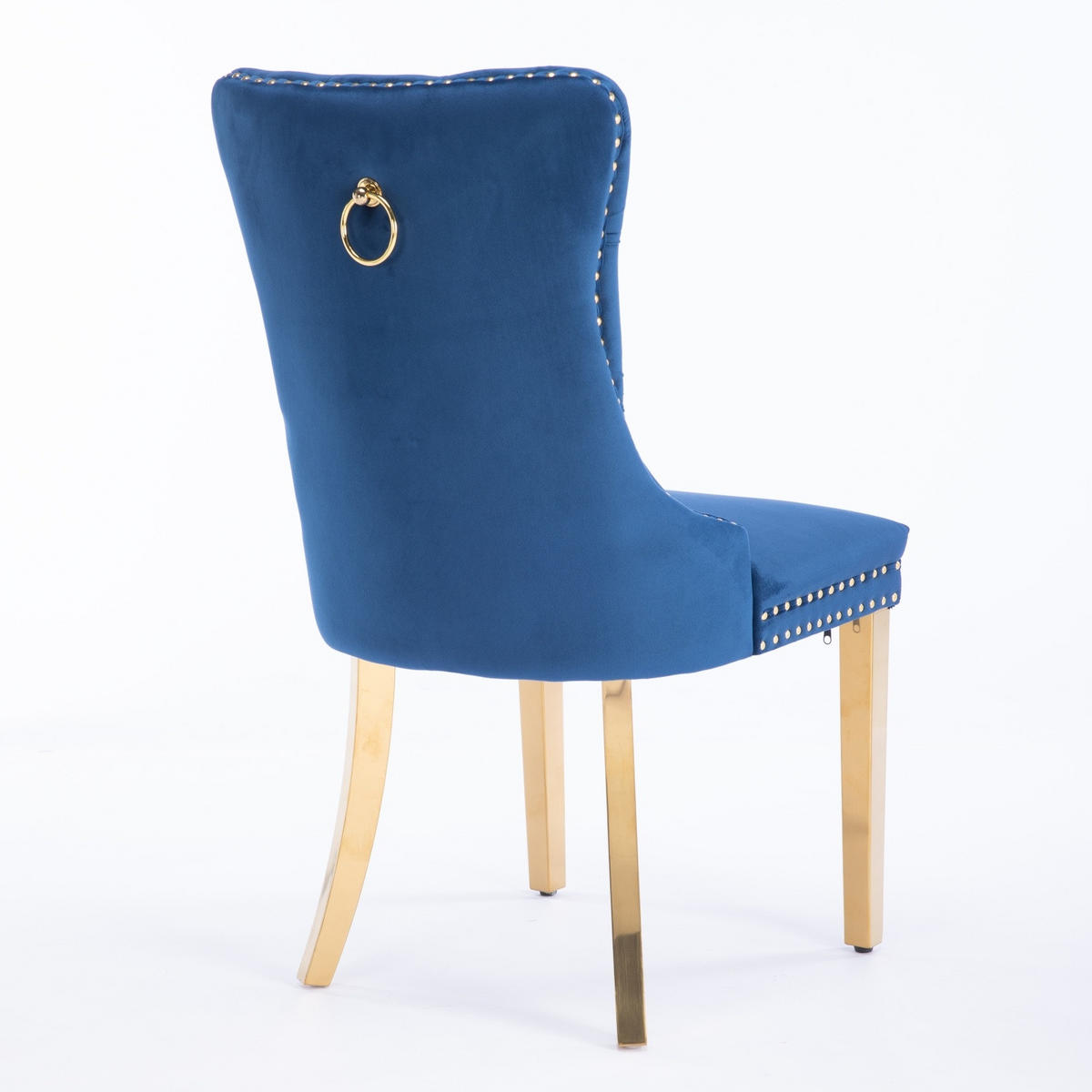 ESSZIMMERSTUHL mit hoher Rückenlehne Samt Blau 2er-Set - Blau, Metall (50/95/65cm) - Meubliv