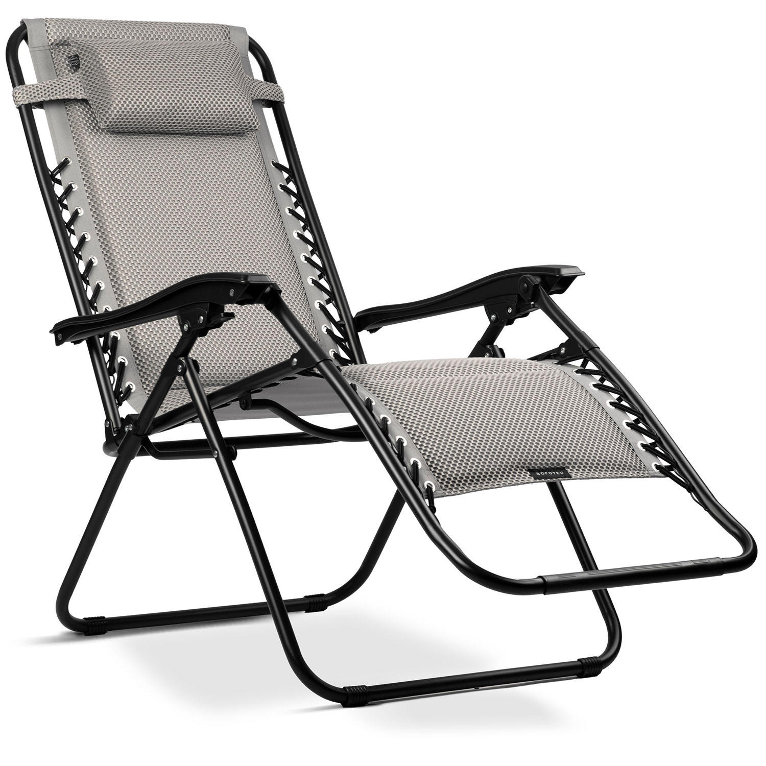GARTEN-RELAXSESSEL Klappbarer mit Kissen, Grau - Grau, Metall (60/107/160cm)