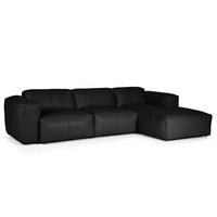 3-SITZER ECKSOFA mit Longchair - Schwarz, Leder/Kunststoff (284/173cm) - home24