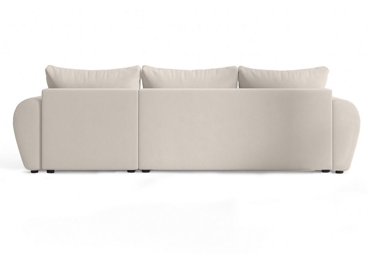 ECKSOFA L Form Malatya Beige 246/145/80 cm stilvolle mit Schlaffunktion R - Beige/Schwarz, Kunststoff/Textil (246/145cm) - AX Living