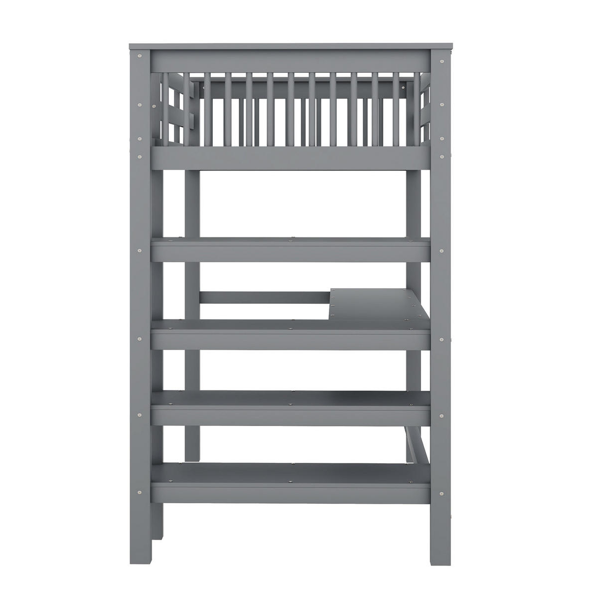 HOCHBETT aus Kiefernholz und MDF 90x200 cm Grau mit Schreibtisch und Ablagefächern - Grau, Holzwerkstoff (90/200cm) - IVMEU