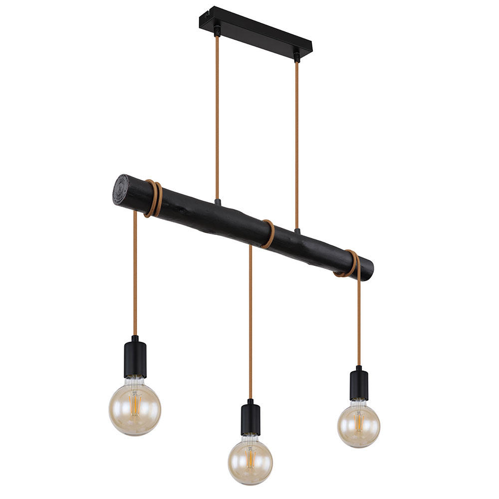 HÄNGELEUCHTE Holz Schwarz - Schwarz, Holz (60/5/120cm) - Globo Lighting