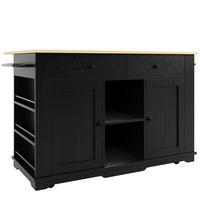 KÜCHENINSEL DE-41207 151/59-84/91 cm mit klappbarer Seite Schwarz - Schwarz, Holzwerkstoff (151.5/91.7/59.7cm) - ComfortXL