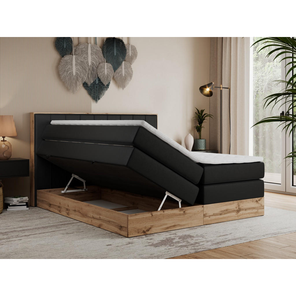 Thumbnail - MKS Boxspringbett, Schwarz, Textil, 2-Sitzer, H4, Rechteckig, 200x200 cm, Schlafzimmer, Betten, Boxspringbetten