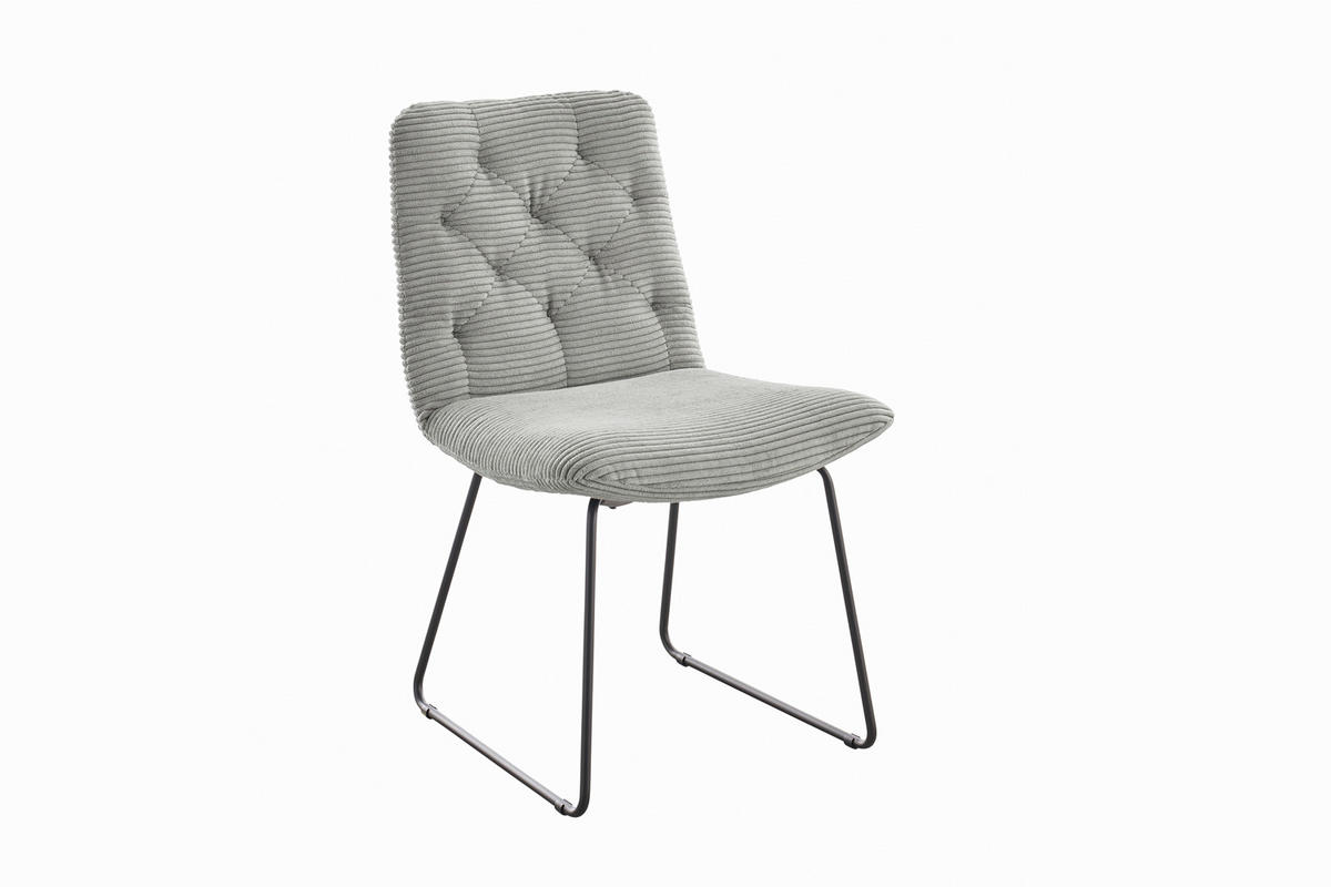 ESSZIMMERSTUHL NEW CHARME Steingrau Cord - Hellgrau/Grau, Textil (52/87/66cm) - KAWOLA