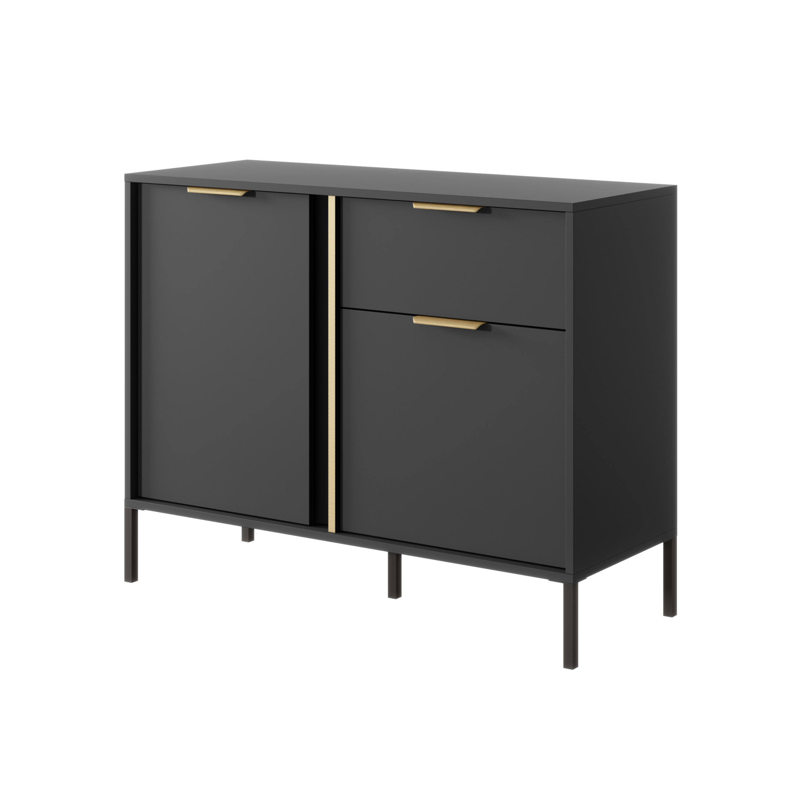 KOMMODE LORENZO 103/81/40 cm mit 1 Schubladen und 2 Türen Anthrazit - Anthrazit, Holzwerkstoff (103/81/40cm) - MASSENO