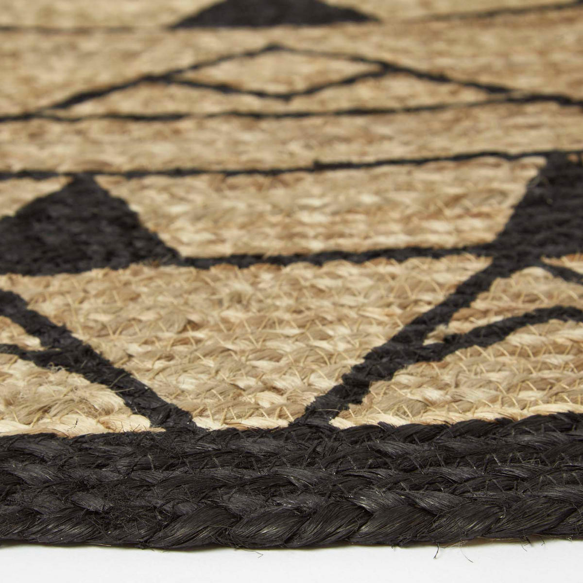 TEPPICH Mandala rund geflochten 200 cm - Schwarz, Naturmaterialien (200/200cm) - Homescapes