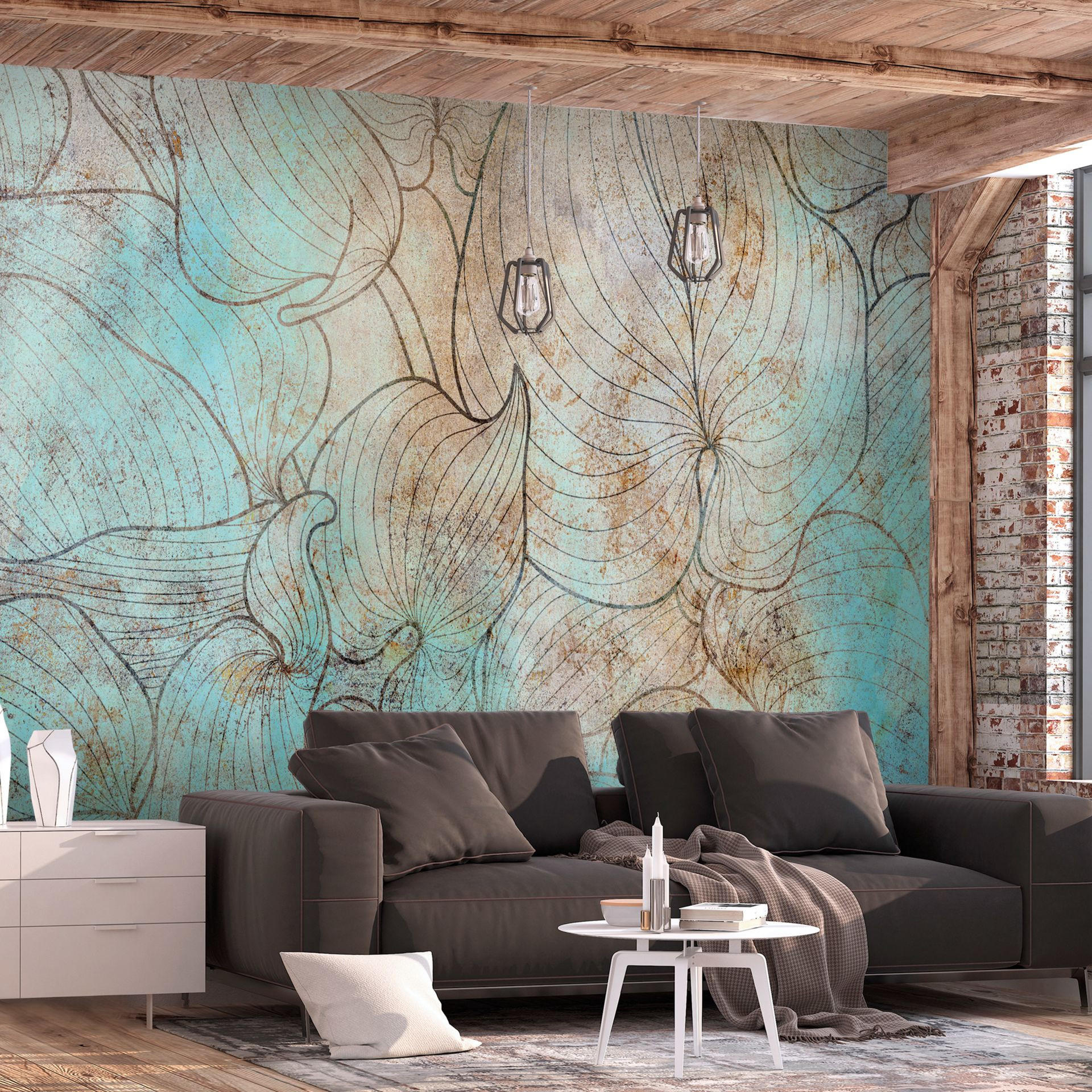 SELBSTKLEBENDE FOTOTAPETE 147/105 cm - Blau/Braun, Kunststoff/Textil (147/1cm) - KUNSTLOFT
