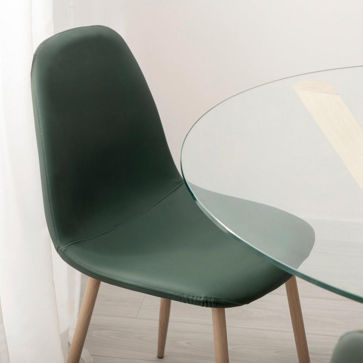 ESSZIMMERSTUHL Elia Grün 44 cm x 84 cm 4er-Set - Grün, Leder (44/84/52cm) - Klast Home