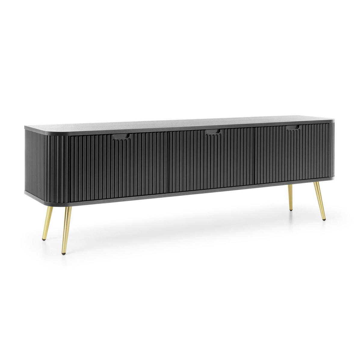 TV stolík Zova čierny so zlatými nohami 168/56/39 cm - čierna/zlatá, kov/kompozitné drevo (168/56/39cm) - Selsey