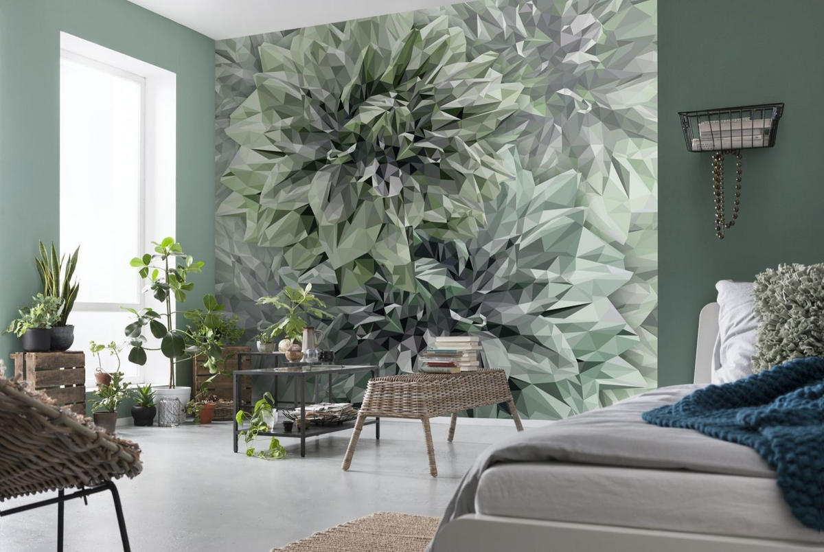 FOTOTAPETE künstlerisch 300 x 280 cm - Grün, Papier (300/280cm) - Sanders & Sanders