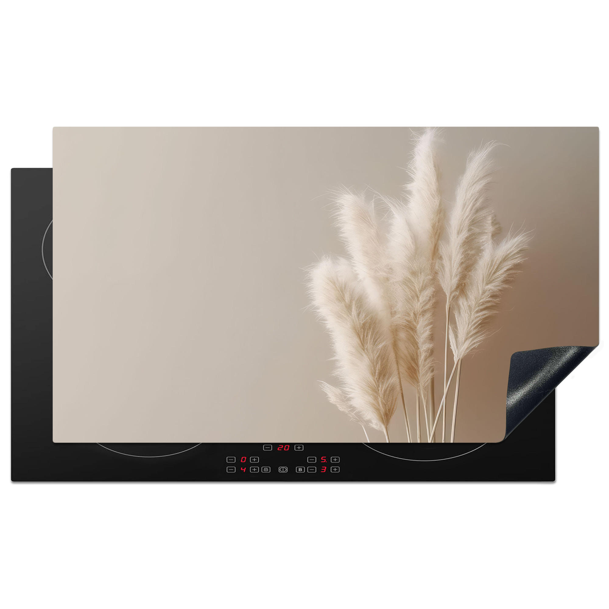 MuchoWow KRYT NA INDUKČNÍ DESKU Pampová tráva - Plumes - Pastelová - Bílá 89.6x51.6 cm